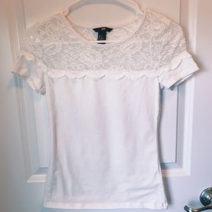 H&M White Lace Top